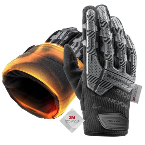 ROCKBROS Motorcycle Gloves Mountain Bike Gloves Thermal Touchscreen for Men Women Full Finger Windproof Cycling Gloves with 6MM Gel Pad Palm Padding MTB Gloves for Dirt Bike,...