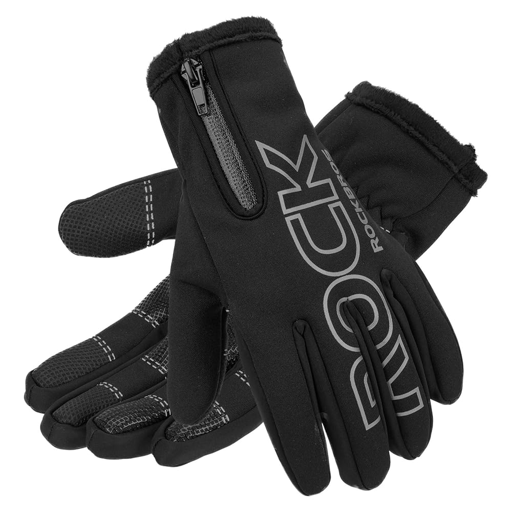 ROCKBROS Winter Cycling Gloves for Men Women Water Resistant Touch Screen Gloves Shock-Absorbing Full Finger Biking Glove Anti-Slip Motorcycle Mountain Bike Gloves, for Fishing,...