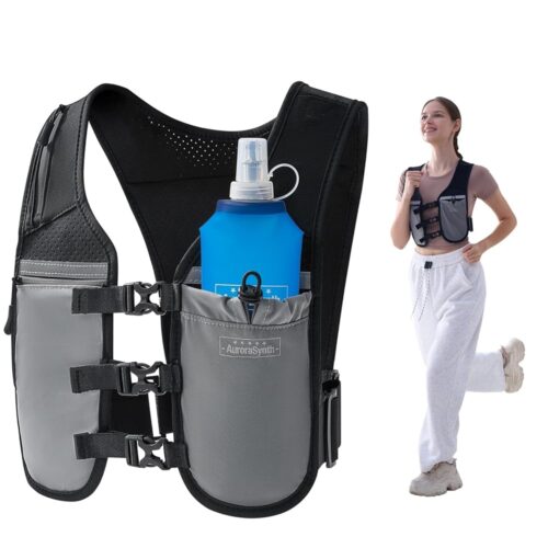 Running Vest for Women Men | Adjustable Chest Straps Running Hydration Vest with 500ml Soft Flask | Breathable Reflective Running Vest for Trail Running Hiking - Perfect for...