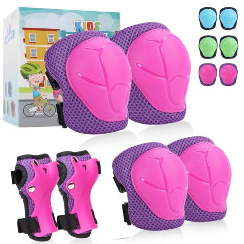 SAMIT Knee Pads for Kids 3-8 Years Boys Girls Protective Gear Set Toddler Knee and Elbow Pads with Wrist Guards 6 in 1 Safety Gear Set for Skating Cycling Bike Rollerblading...