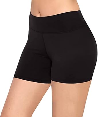 SATINA High Waisted Black Biker Shorts for Women - with & Without Pockets - 5'' and 8'' Inseam