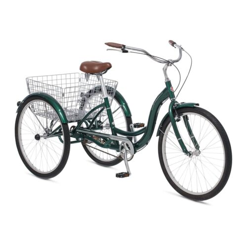 Schwinn Meridian Adult Tricycle Bike, Three Wheel Beach Cruiser, 24 & 26-Inch Wheels, Low Step-Through Aluminum Frame, Adjustable Handlebars, Large Cruiser Seat, Rear Folding...