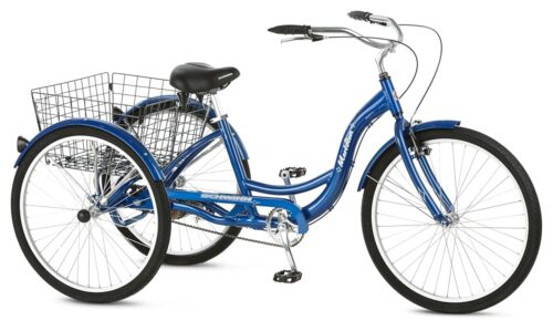 Schwinn Meridian Adult Tricycle Bike, Three Wheel Beach Cruiser, 24 & 26-Inch Wheels, Low Step-Through Aluminum Frame, Adjustable Handlebars, Large Cruiser Seat, Rear Folding...