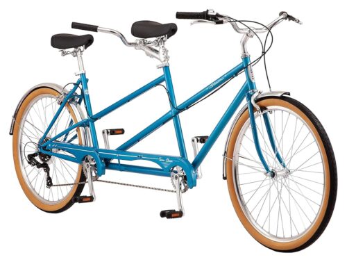 Schwinn Twinn Classic Tandem Adult Beach Cruiser Bike, Double Seater, Low Step Medium Or Large Frames, 7 or 21-Speed, 650c Urban Tires, Alloy Caliper Brakes