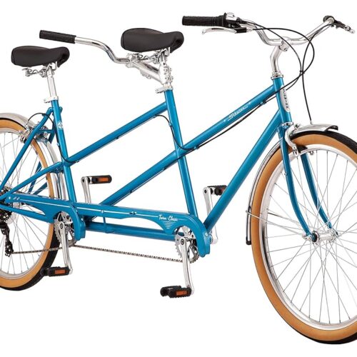 Schwinn Twinn Classic Tandem Adult Beach Cruiser Bike, Double Seater, Low Step Medium Or Large Frames, 7 or 21-Speed, 650c Urban Tires, Alloy Caliper Brakes