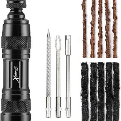 ShapeX Bike Tubeless Tire Repair Kit for MTB Cycling - Reamer, Plug Tool, Valve Core, Bacon Strips