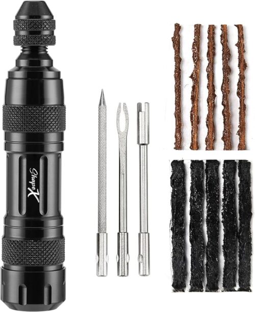 ShapeX Bike Tubeless Tire Repair Kit for MTB Cycling - Reamer, Plug Tool, Valve Core, Bacon Strips