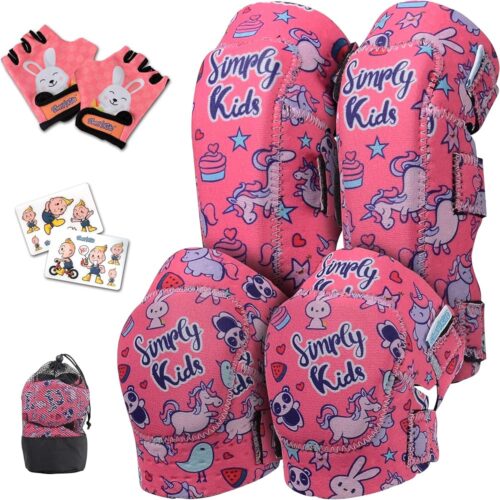 Soft-Style Kids Knee and Elbow Pads with Bike Gloves, Flexible Impact-Resistant Gear for Ages 2-11, Designed for Balance Bikes, Roller-Skating, and Skateboarding