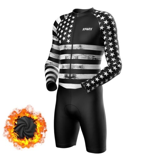 Sparx Long Sleeve Winter Cycling Thermal Skinsuit Pro Team Bicycle Suit Bike Racing Suit Cycle Kit 3D Pad