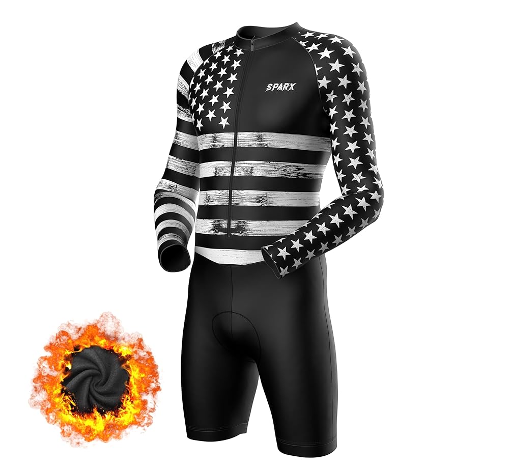 Sparx Long Sleeve Winter Cycling Thermal Skinsuit Pro Team Bicycle Suit Bike Racing Suit Cycle Kit 3D Pad