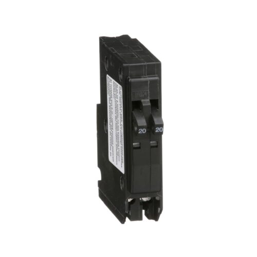 Square D - Tandem Mini Circuit Breaker, QO, 1 Pole at 20A, 120/240VAC, 10kA, Plug in Mount, Clam Pack - QO2020C