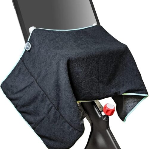Sweat Protection Towel, Handdlebar Sweat Towel for Peloton, Echelon Bike, Bike Trainer Stand, Indoor Cycling Workout Towel with 6 Pocket for Water Bottle or Phone Holder