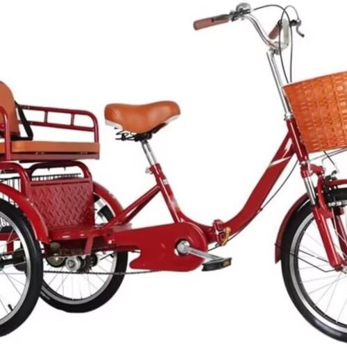 Tandem Tricycle,Back seat with Belt,Folding Cruiser Trike with Hydraulic Front Fork,3 Wheels Bicycle,Mobility Rickshaw Tricycle for Shopping and Travel,Front and Rear Brakes