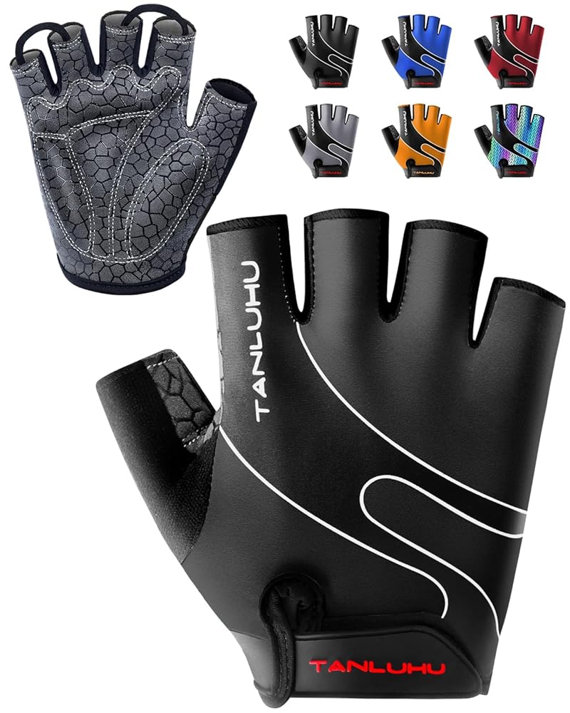 Tanluhu Cycling Gloves Mountain Bike Gloves Half Finger Road Racing Riding Gloves Breathable Shock-Absorbing Biking Gloves for Men and Women