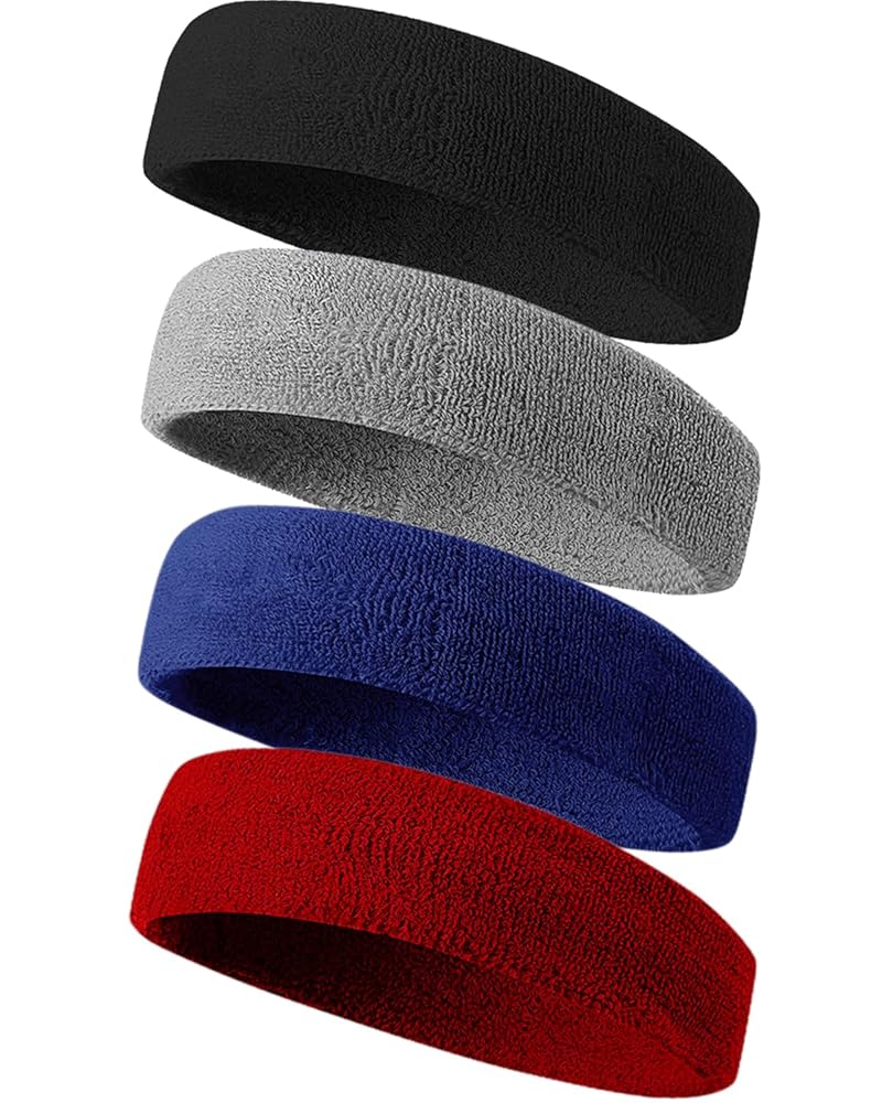 Tanluhu Sweatbands Sport Headbands for Men & Women,Terry Cloth Sweat Band for Tennis, Running, Basketball, Working Out, Execise - Athletic Sweat Cotton Headband Outdoor