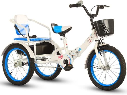 Toddler tricycles with Back seat,Folding tricycles for Daily Riding,3 Wheels Bicycle,Comfortable Cruiser Trike,Front Wheel Caliper Brake,Tandem tricycles,Back seat with Belt