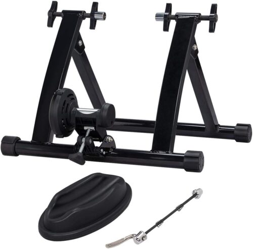 Topeakmart Magnetic Bike Trainer Stand Indoor Magnet Steel Bike Exercise Trainer Stand Resistance Stationary Bike Trainer w/Front Wheel Support and Quick Release Skewer for...