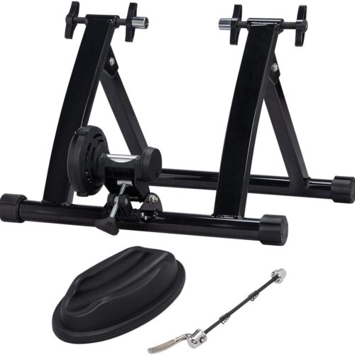 Topeakmart Magnetic Bike Trainer Stand Indoor Magnet Steel Bike Exercise Trainer Stand Resistance Stationary Bike Trainer w/Front Wheel Support and Quick Release Skewer for...