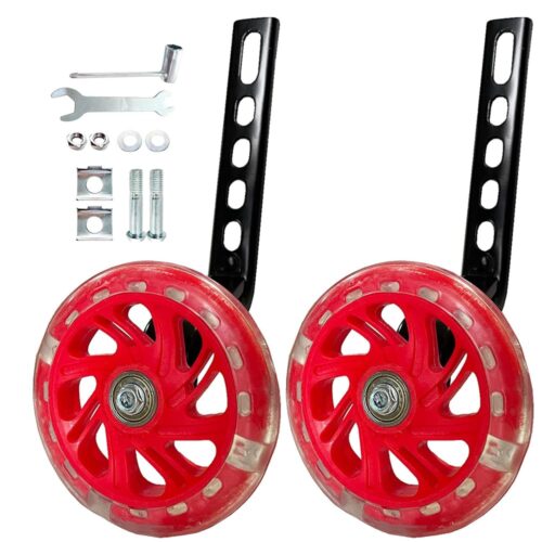 Training Wheels for Bicycle,Flash Mute Wheel Compatible for Bikes of 12-20 Inch 1 Pair (red)