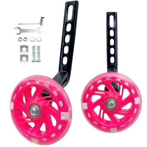 Training Wheels for Bicycle,Flash Mute Wheel Compatible for Bikes of 12-20 Inch 1 Pair (pink)