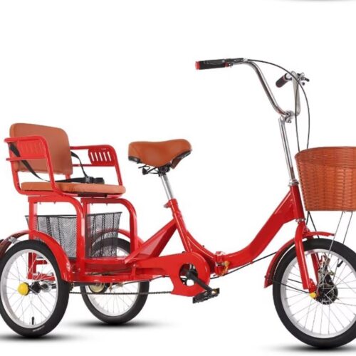 Tricycle for Adult and Elderly,3 Wheels Bicycle with Rear Vegetable Basket,Dual disc Brakes,Folding tricycles Comfortable Cruiser Trike with Back seat,Tandem Tricycle