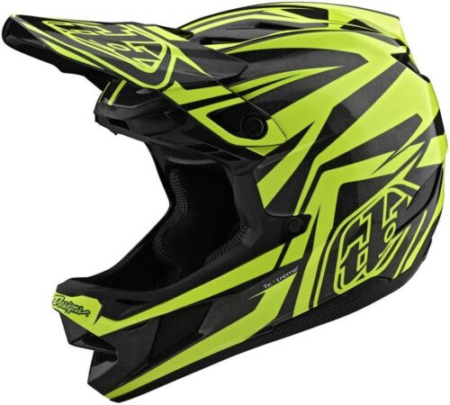 Troy Lee Designs Adult | BMX | Downhill | Bicycle | Full Face D4 Carbon MIPS Slash Helmet (X-Large, Black/Yellow)
