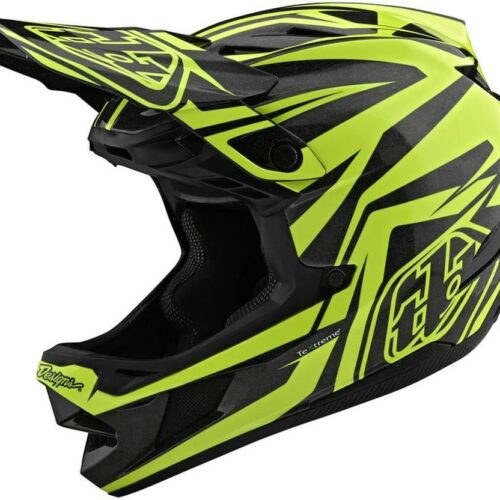 Troy Lee Designs Adult | BMX | Downhill | Bicycle | Full Face D4 Carbon MIPS Slash Helmet (X-Large, Black/Yellow)