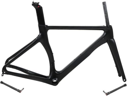 TUJISEK Carbon Fiber Frameset 700C Road Bikes Frame with Fork Disc Brake 46CM/48CM/50CM/52CM/54CM Break Wind Frame Thru Axle Routing Internal for XC Racing