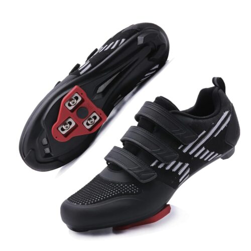 Unisex Road Bike Cycling Shoes Compatible with Peloton Shimano SPD Bike Riding Shoes for Men Women, 3 Straps, Pre-Installed Delta Cleats for Indoor Outdoor Cycling Biking