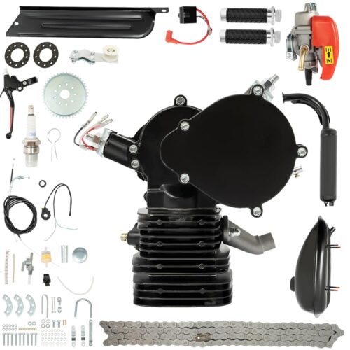 Upgraded 110cc Bicycle Engine Kit 2-Stroke Bike Motor Kit Air Cooling, Crankcase Return Swept Bicycle Gas Motor Kit CDI System, 34.155 mph Super Fuel-efficient Air-Cooling...