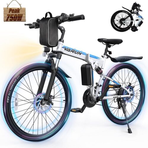 VARUN Electric Bike - Foldable Ebikes for Adults Peak 750W Motor，Folding Electric Bikes with 48V Removable Battery， Up to 20+ MPH & 50 Mile Range, 21-Speed Gears & Dual...