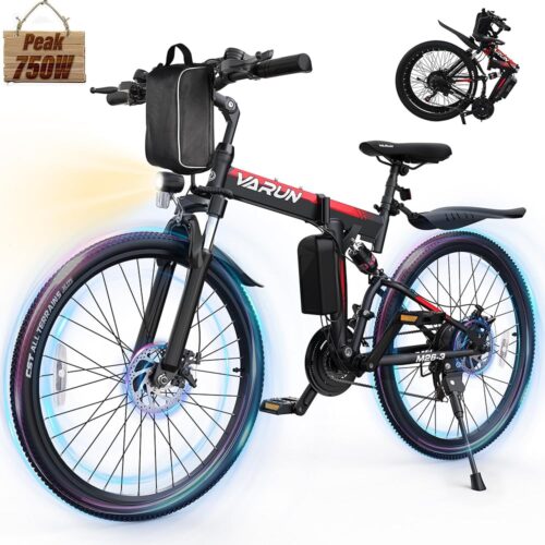 VARUN Electric Bike - Foldable Ebikes for Adults Peak 750W Motor，Folding Electric Bikes with 48V Removable Battery， Up to 20+ MPH & 50 Mile Range, 21-Speed Gears & Dual...