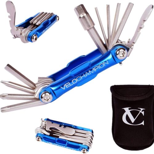 VeloChampion 14 in 1 Blue Multifunctional Bike Repair Cycling Multitool with Storage Case. Compact, Portable and Built to Last