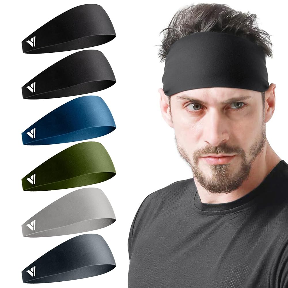 Vgogfly Sweat Headbands for Men, 8X More Effective Hyper-Absorbent Running Sweat Bands, One Size Fits All, Workout Sports Hairband for Gym, Ideal for All Sports, Outdoor...