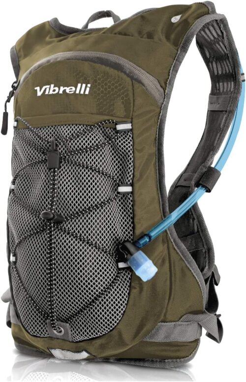 Vibrelli Hydration Pack & 2L Hydration Water Bladder - High Flow Bite Valve - Hydration Backpack with Storage - Lightweight Running Backpack, Cycling, Hiking, Ski for Men, Women...