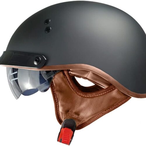 Vintage Half Face Helmet Motorcycle Open Face Sun Visor Quick Release Buckle Cycling Motocross Helmets Suits Men Women DOT Approved