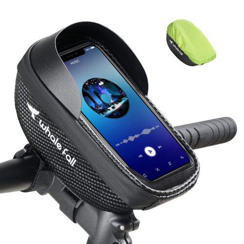 whale fall Bike Handlebar Bag Waterproof Bike Phone Holder Bike Phone Mount Bicycle Phone Mount Bike Phone Bag Cycling Accessories with Rain Cover for all Phone under 7"