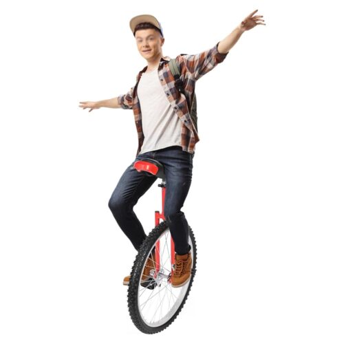 Wheel Unicycle, 24Inch Outdoor Unicycle Leakproof Tire Wheel Cycling One Wheel Bike with 2 Pedals, Adjustable Height Outdoor Sports Entertainment Exercise Unicycle, Weight Limit...