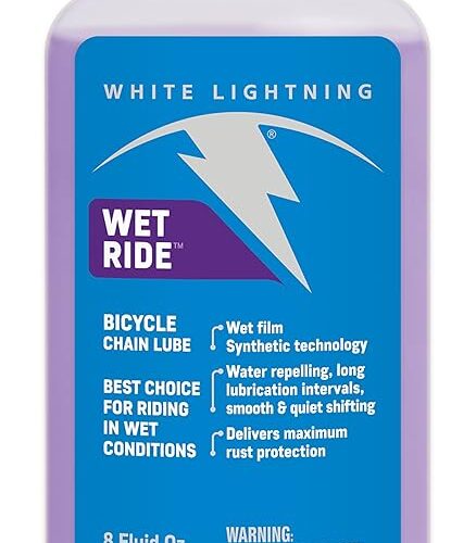 White Lightning Wet Ride Extreme Conditions Heavy Bicycle Chain Lube, 8-Ounce Drip Squeeze Bottle