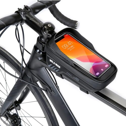 WILD MAN Bike Bags for Bicycles, Bike Accessories for Cycling Gifts for Men, Bicycle Bike Phone Holder Mount, Bike Phone Storage Bag for Adult Bikes for Cell Phone Under 6.7"