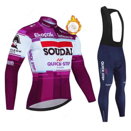 Winter Cycling Clothing Men's Long Sleeves Cycling Jersey Set Winter Thermal Fleece Road Bike Cycling Clothing