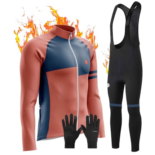 Winter Cycling Jersey Sets Thermal Fleece Bike Jersey,Long Sleeve Cycling Clothing Sets+Winter Cycling Gear