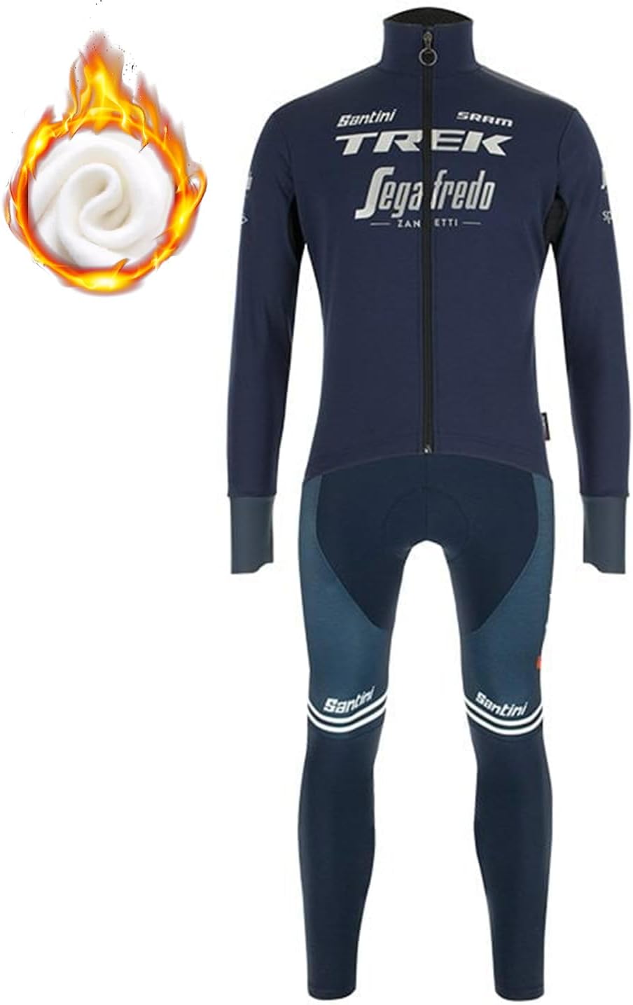 Winter Cycling Jerseys Set Long Sleeve Fleece Road Bike Jersey Bib Pants Bicycle Clothing Sets with 3 Rear Pockets