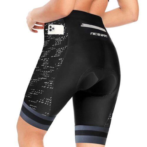 Womens Bike Shorts 4D Gel Pading Cycling Spinning Biker Bicycle Short with Pockets Wide Waistband