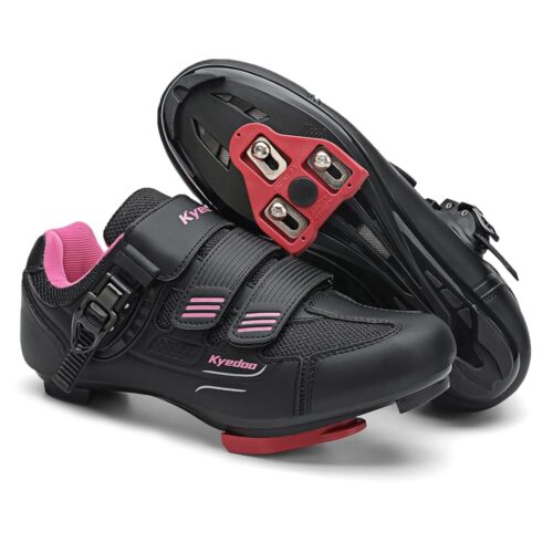 Womens Cycling Shoes Compatible with Peloton Bike Clip in Ladies Indoor Cycling Road Bike Riding Biking Shoes, Pre-Installed Delta Cleats