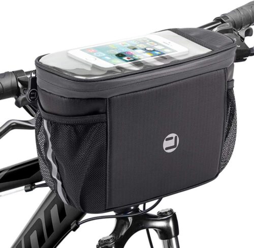 WOTOW Bike Handlebar Insulated Bag, Bike Front Phone Bag Cooler Storage Pouch With TPU Touch Screen Insulation Bicycle Frame Bag Strap On Cycling Accessories for Outdoor Hiking...