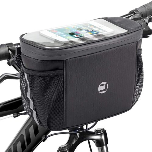 WOTOW Bike Handlebar Insulated Bag, Bike Front Phone Bag Cooler Storage Pouch With TPU Touch Screen Insulation Bicycle Frame Bag Strap On Cycling Accessories for Outdoor Hiking...