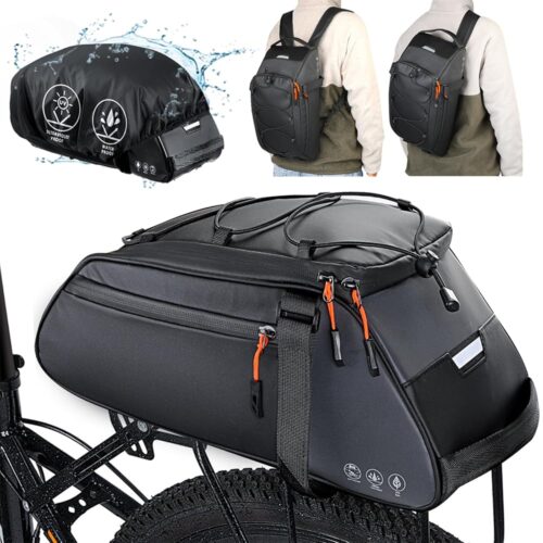 WOTOW Bike Rack Bag Waterproof - 10L Large Capacity Bike Trunk Bag, Reflective Bicycle Saddle Panniers, Cycling Bag Back Seat Storage Cargo Carrier Pouch with Shoulder Strap &...