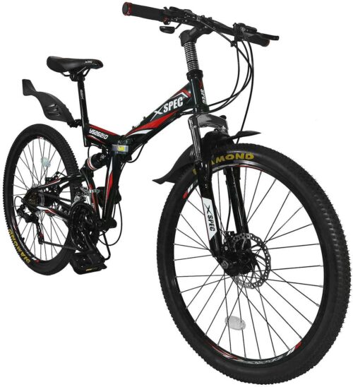 Xspec 26" 21 Speed Folding Mountain Bike Bicycle Trail Commuter for Adults