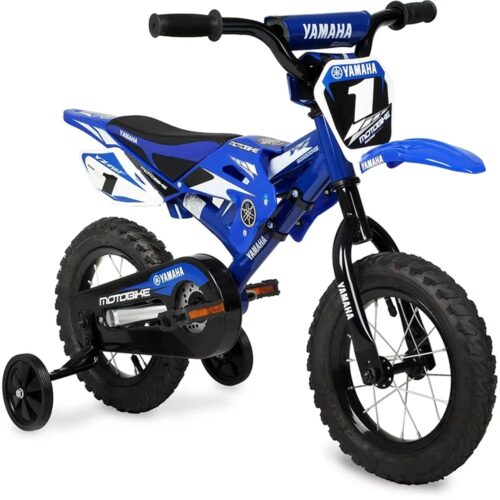 Yamaha 12 Inch BMX Motobike for Kids | Coaster Brake, Detachable Training Wheels | Safe Pedal Powered Bicycle | Adjustable Seat | Great for Boys & Girls